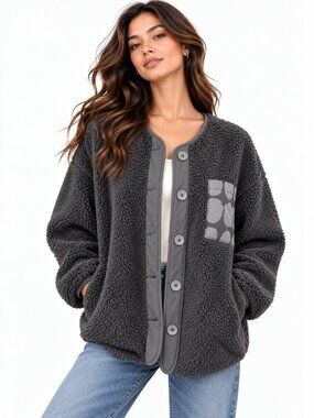 MARIMEKKO x Uniglo Fleece Dot Cardigan Jacket Small Black Gray NWT